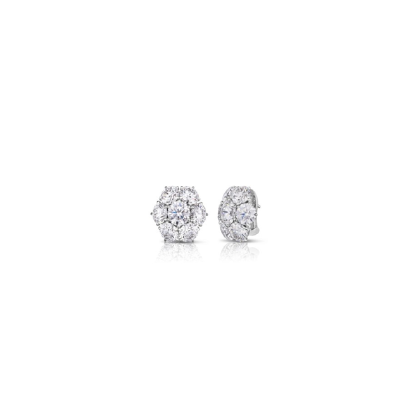 Platinum Diamond Cluster Earrings